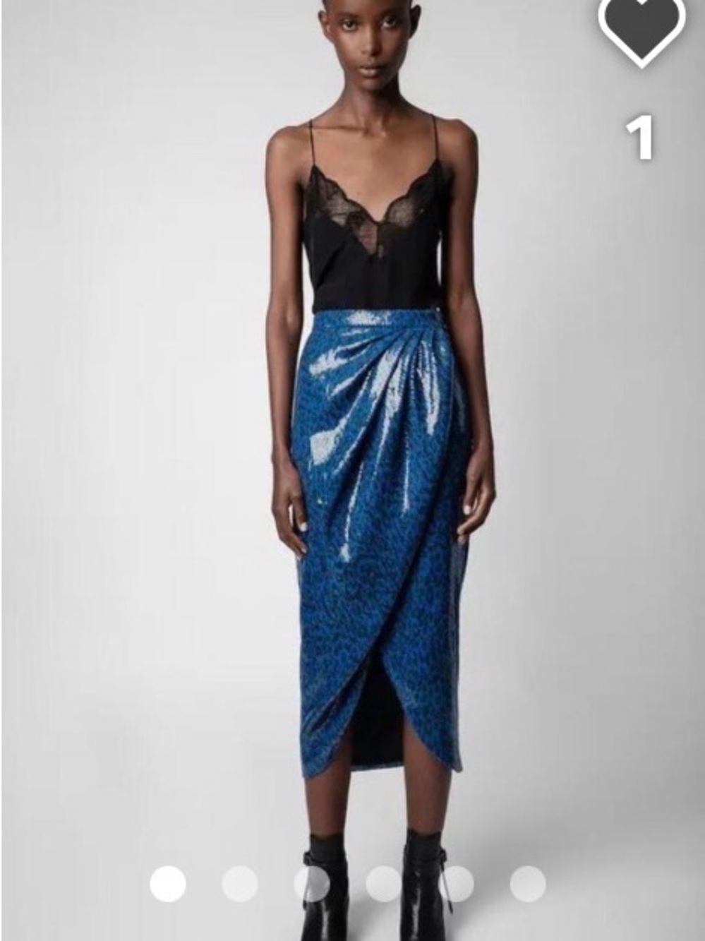 Zadig & Voltaire Blue Sequin Draped High-Low Skirt